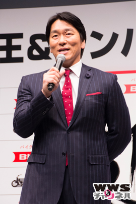 バイク王イメージキャラクターの松井秀喜がバイク王 新CM記者発表会に登場！2016年の抱負は「進」