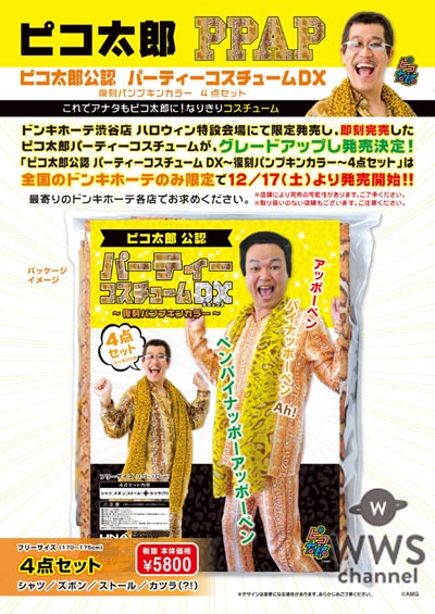 忘年会＆新年会はこれで決まり！ピコ太郎公認の公式コスチュームが発売決定！ドンキホーテでの限定販売！