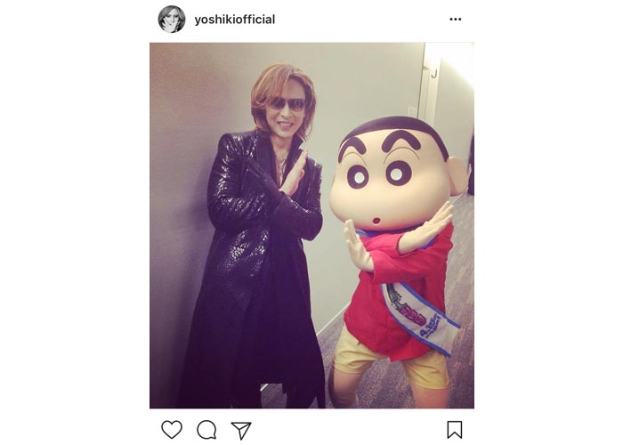 X JAPAN YOSHIKIがクレヨンしんちゃんと可愛いすぎる2ショットでXポーズ！