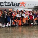 関西空港からジェットスターで高度10,000mのハロウィン移動旅！モデル・菅沼ゆりも参加！