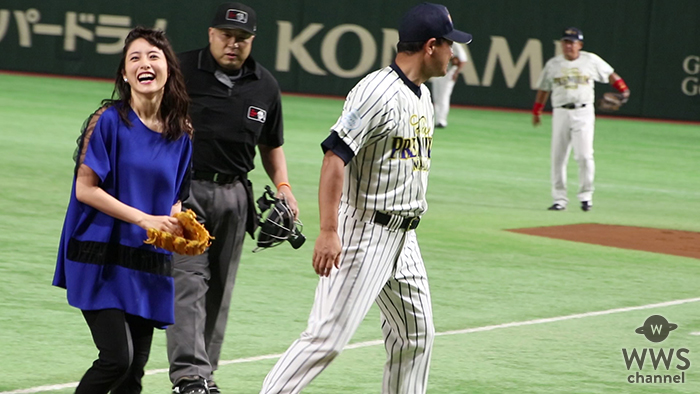 【動画】石原さとみが始球式でノーバンならず！？くまモンも登場！＜サントリードリームマッチ2018＞