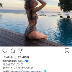 島袋聖南がヒョウ柄のレオパード水着で美ボディショット掲載！