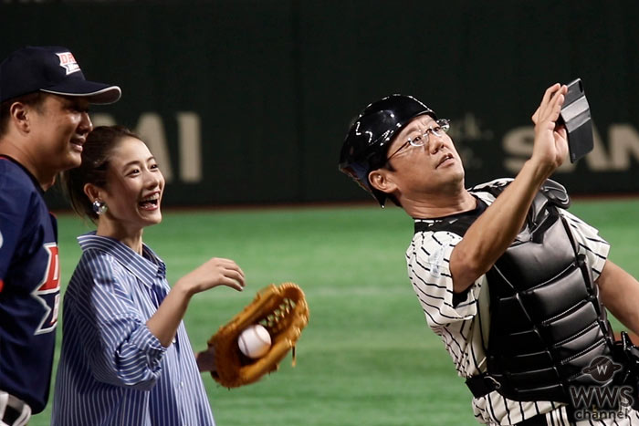【動画】石原さとみが 古田敦也との自撮りで盛り上げる！岡島秀樹のノールック投法でノーバン始球式！！＜サントリードリームマッチ2019＞