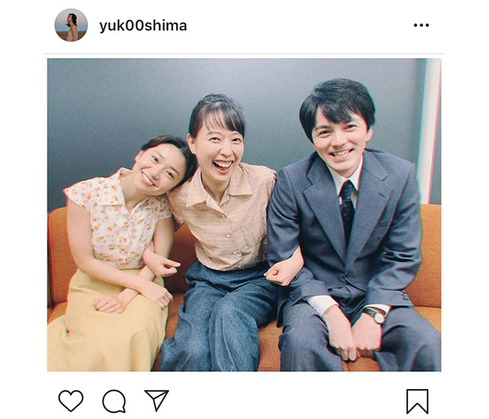 大島優子が戸田恵梨香、林遣都と朝ドラ『スカーレット』集合カット公開！「3人の登場楽しみにしてますー！」
