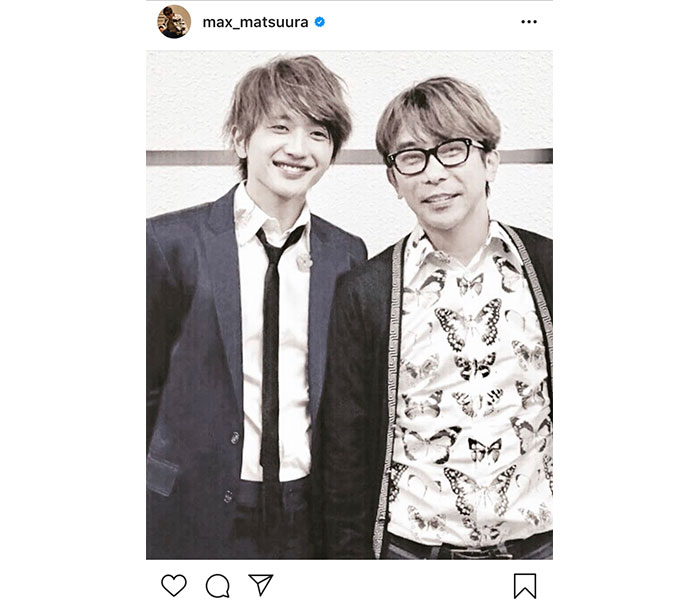 松浦勝人会長、AAA 西島隆弘（Nissy）との2ショットを公開「素敵な写真」「またこの笑顔が見れますように」と反響も