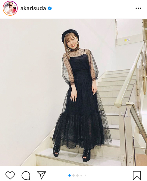 SKE48 須田亜香里、大人な透け感ブラックコーデ披露！「シースルーがいいね」「日々美しくなってゆく」と反響も