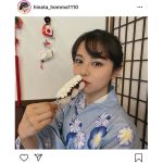 NGt48 本間日陽、花より団子な爽やか浴衣ショットを披露