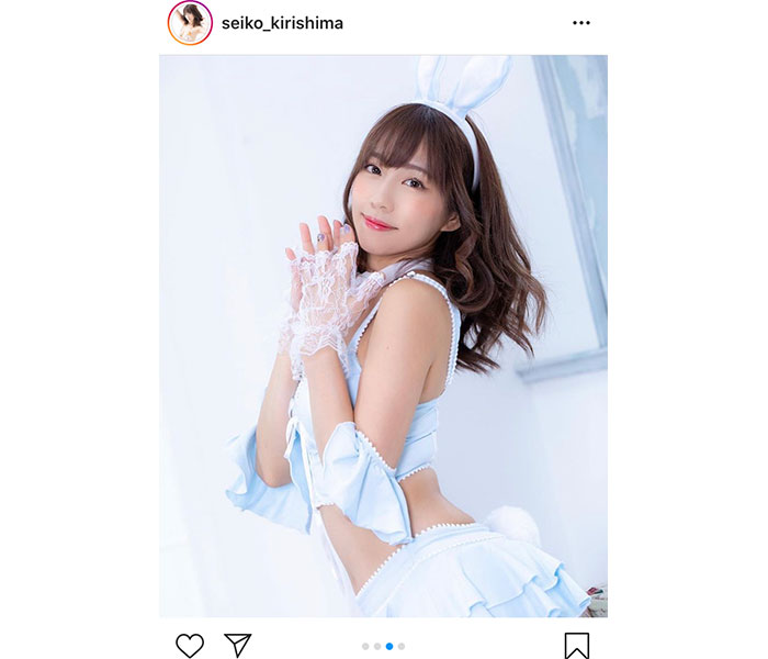 霧島聖子、バニーガール姿で透き通る素肌を披露！