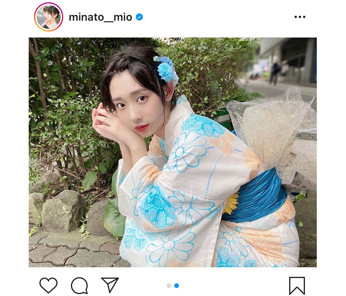 #ババババンビ 水湊みお、担当カラーの艶やか浴衣ショットに「彼女感すごい」「可愛過ぎます」とファン悶絶