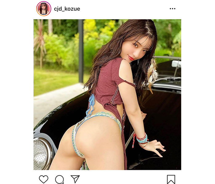 サイバージャパンダンサーズ・KOZUE、引き締まった美ヒップ大胆披露のバックショットに反響！「きわどいのに可愛い」