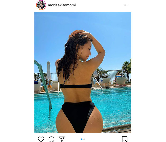 森咲智美が水も滴る美バックショットを披露！「ナイスヒップ」「スタイル良くて可愛いね」
