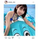 #ババババンビ 水湊みお、担当カラーの青ビキニショットに「みおちには、青が似合いますね」