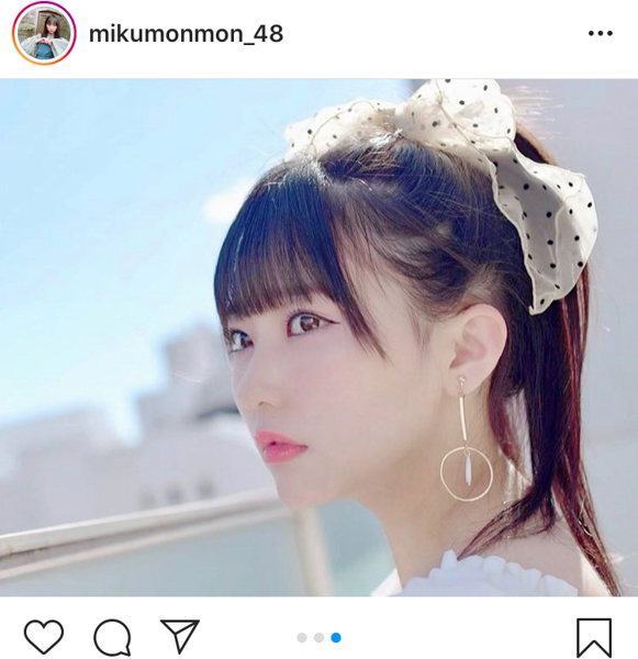 HKT48 田中美久、大きめリボンのポニーテールが“あざと可愛い”！「透明感！」「ポニテにリボンは最強！」