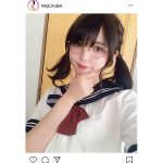 九条ねぎ、ツインテールでセーラー服の王道制服ショット披露！「アオハル炸裂」「この髪型似合う」と歓喜の声