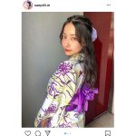 NMB48 村瀬紗英、高貴な“見返り美人”ショットに歓喜の声「紫が良く似合う」「夏感じることが出来ました」