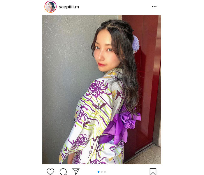 NMB48 村瀬紗英、高貴な“見返り美人”ショットに歓喜の声「紫が良く似合う」「夏感じることが出来ました」