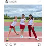 鷲見玲奈、『ロンハー』体操服姿でみちょぱ、藤田ニコルと3ショット！