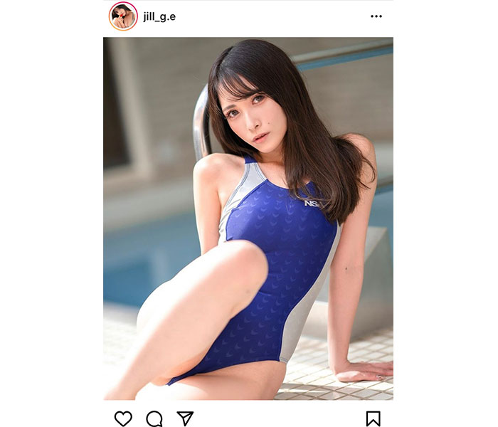 JILL、ナチュラルメイクの競泳水着ショット！「ナチュラルメイクでも美しい」