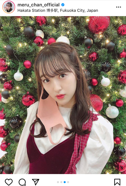 HKT48 田島芽瑠、サンタもびっくりな可愛すぎるクリスマスコーデに反響！