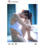 真白まお、ハイレグの競泳水着ショットでファンへメッセージ