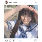 HKT48 石橋颯、上目遣いで見つめるセーラー服姿に歓喜の声