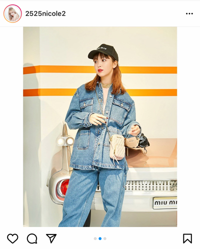 藤田ニコル、MIUMIUのデニムセットアップを着こなすショットを公開！「なんでも似合うやん」