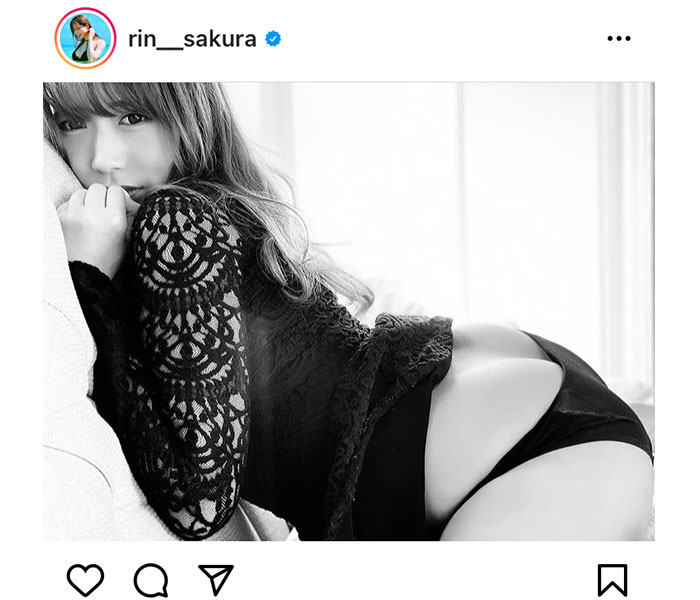 桜りん、モノクロで魅せる美尻ショット！「セクシーだけどかっこいい」