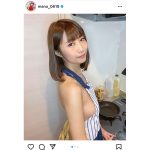 古川真奈美が裸エプロンでお出迎え！自撮りイメージ作品からオフショット