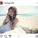 みちょぱ（池田美優）、砂浜で魅せる純白ウエディングドレスに釘付け！「本番もかわいいだろうなぁ〜」
