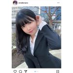 真っ白なキャンバス 小野寺梓、珍しいスーツスタイルでポートレート！「スタイル良いし似合ってる」