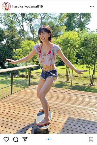 兒玉遥、ビキニとホットパンツ姿で美麗なプロポーションを披露！「スタイル抜群」