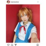 霜月めあ、完成度が高いアスカのコスプレを披露！