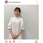 渡辺瑠海アナウンサー、大きなリボンが可愛いワンピース衣装を披露