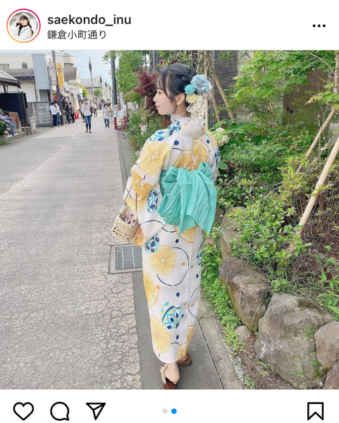 #ババババンビ 近藤沙瑛子、レモン柄の爽やか浴衣ショットにファン大絶賛「このままお祭りに行きたい」