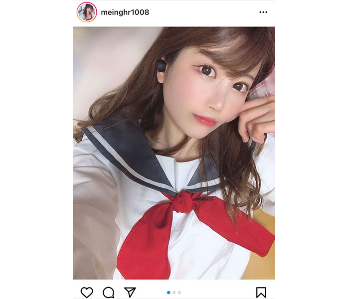 永原芽衣、セーラー服で寝そべり自撮り公開「反則ですこれは!!」