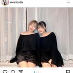 SKE48 須田亜香里が浅井裕華とお揃いレッスン着で2ショット
