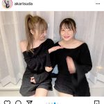 SKE48 須田亜香里が浅井裕華とお揃いレッスン着で2ショット