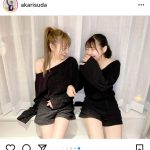 SKE48 須田亜香里が浅井裕華とお揃いレッスン着で2ショット