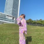 NGT48 清司麗菜、朝顔柄の浴衣オフショットに「素敵すぎる」の声