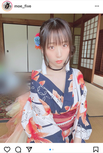 伊織もえ、帯も絵柄も金魚な浴衣姿にうっとり