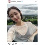 江野沢愛美、温水プールで濡れシャツセクシー