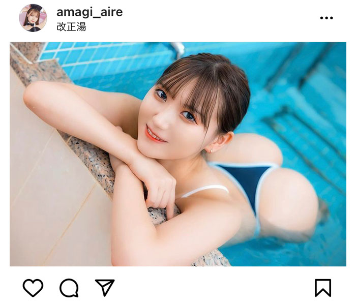 天城あいれ、水に浮かんだ桃尻が「最高すぎる」と話題