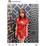 日野麻衣、ミニ丈チャイナ服で美乳チラリ