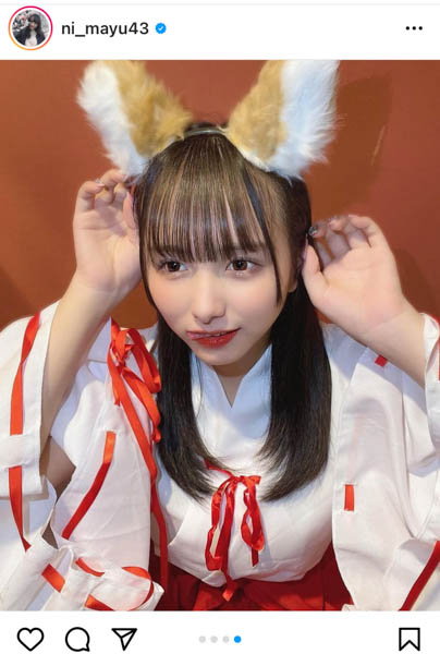 パラディーク 新谷真由、狐耳の巫女コスプレでキュートな上目遣い