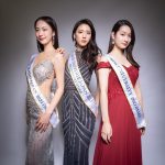 「2021ベストオブミス」大阪大会を勝ち抜いた宮丸久実さん、徳勢菜那さん、木口穂乃里さんが吉村洋文大阪府知事を表敬訪問