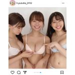 NMB48 本郷柚巴、幸せすぎる上西怜、安部若菜との水着3姉妹ショットに反響ぞくぞく!!