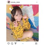 #ババババンビ 池田メルダ、虎柄コスチュームで美谷間チラリ