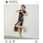 「#ババババンビ」吉沢朱音、黒チャイナ服で美脚チラリ「全部美しいです」