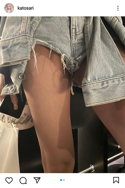 加藤紗里、超きわどい面積が少なすぎる食い込みショーパン「お尻の線がセクシー」