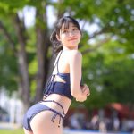 【写真特集 14枚】三田のえ、ポニーテールを揺らす振り向きショットで視線を誘う＜近代麻雀水着祭2022＞